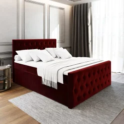 Boxspring met Opbergruimte Fluweel Fondi + voetbord