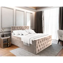 Boxspring met Opbergruimte Fluweel Fondi + voetbord