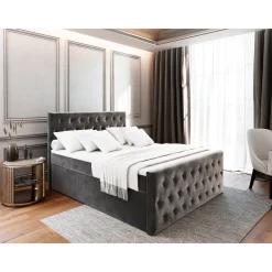 Boxspring met Opbergruimte Fluweel Fondi + voetbord