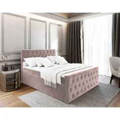 Boxspring met Opbergruimte Fluweel Fondi + voetbord