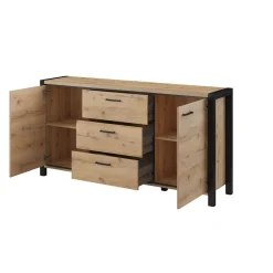 Dressoir Akven - 2-deurs incl. 3 lades - Wotan Eiken