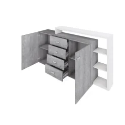 Dressoir Bologna - Grijs / Wit