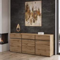 Dressoir Crotone - 3-deurs incl. 3 lades - Wotan Eiken