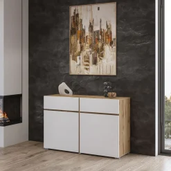 Dressoir Crotone - 2-deurs incl. 2 lades - Wotan Eiken / Wit