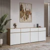 Dressoir Crotone - 4-deurs incl. 4 lades - Wotan Eiken / Wit