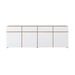 Dressoir Crotone - 4-deurs incl. 4 lades - Wotan Eiken / Wit