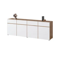 Dressoir Crotone - 4-deurs incl. 4 lades - Wotan Eiken / Wit