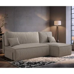 Hoekbank Ribstof Karlito - Universeel - Slaapbank met opbergruimte zonder armleuningen