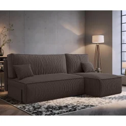 Hoekbank Ribstof Karlito - Universeel - Slaapbank met opbergruimte zonder armleuningen