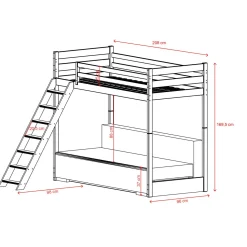 Hoogslaper met Bedbank Sophie - 90 x 200/ 140 x 200 - Leverbaar in 8 kleuren!