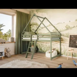 Hoogslaper met Dakje Moos - Kinderbed - Leverbaar in 6 kleuren!