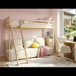 Hoogslaper met Slaapbank Sophie - Naturel / Ribstof Creme - Direct Leverbaar!