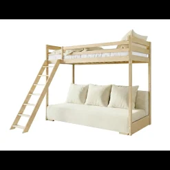 Hoogslaper met Slaapbank Sophie - Naturel / Ribstof Creme - Direct Leverbaar!