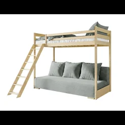 Hoogslaper met Slaapbank Sophie - Naturel / Ribstof Grijs - Direct Leverbaar!