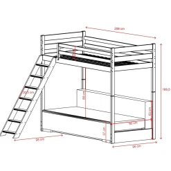 Hoogslaper met Slaapbank Sophie - Naturel / Ribstof Grijs - Direct Leverbaar!