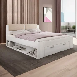 Houten Bed met Lade Genua - Wit - Bedframe