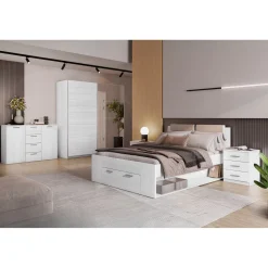 Houten Bed met Lade Genua - Wit - Bedframe