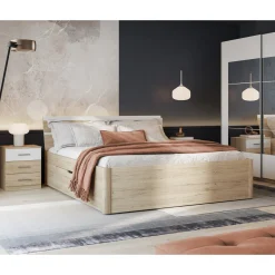 Houten Bed met Laden Brest - Beige - Bedframe