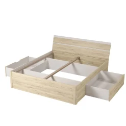 Houten Bed met Laden Brest - Beige - Bedframe