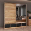 Kledingkast Bern - 2-deurs incl. 4 lades + spiegel - Wotan Eiken / Zwart