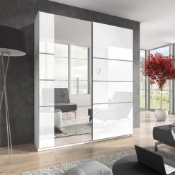 Kledingkast Bern - 2-deurs incl. spiegel - Wit Glans