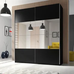 Kledingkast Bern - 2-deurs incl. spiegel - Zwart