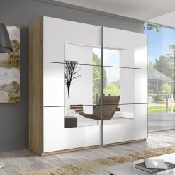 Kledingkast Bern - 2-deurs incl. spiegel - Naturel