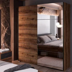 Kledingkast Bern - 2-deurs incl. spiegel - Walnoot