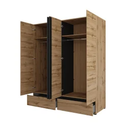 Kledingkast Crotone - Eiken - 4-Deurs met Lades