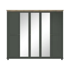 Kledingkast Elvas - Donkergroen - 5-Deurs incl. Spiegel