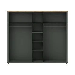 Kledingkast Elvas - Donkergroen - 5-Deurs incl. Spiegel