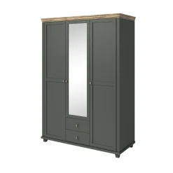 Kledingkast Elvas - Donkergroen - 3-Deurs incl. Spiegel