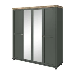 Kledingkast Elvas - Donkergroen - 4-Deurs incl. Spiegel