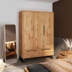 Kledingkast Halmstad - 3-Deurs met 2 Lades - Wotan Eiken