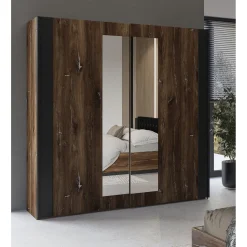 Kledingkast Siena - Walnoot - 2-Deurs incl. Spiegel