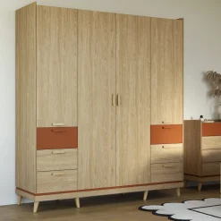 Kledingkast Skagen - Eiken - 4-Deurs met Lades