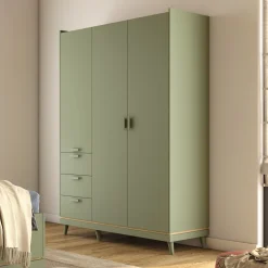 Kledingkast Skagen - Groen - 3-Deurs met Lades