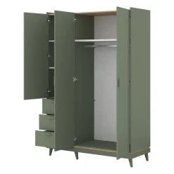 Kledingkast Skagen - Groen - 3-Deurs met Lades