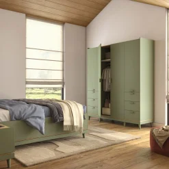 Kledingkast Skagen - Groen - 4-Deurs met Lades