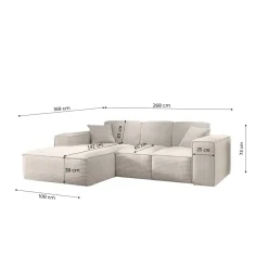 Loungebank Santiago – Linker of Rechter loungegedeelte – Ruime keuze in stoffen en kleuren