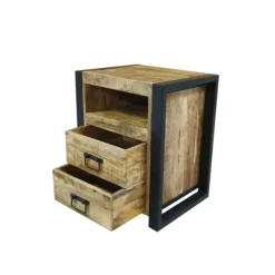 Nachtkastje met Lades Tino - 1 Open Vak - Mangohout