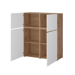 Opbergkast Crotone - 4-deurs - Wotan Eiken / Wit