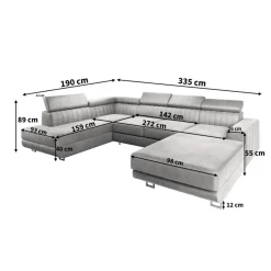 OP=OP Slaapbank met opbergruimte Nero | U-bank Rechts | Suede Mosgroen