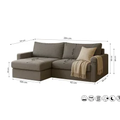 Slaapbank Felix met Opbergruimte | Loungebank – Universeel – Veel keuze in stof en kleur