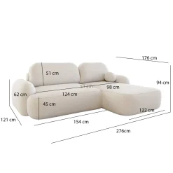 Slaapbank met Opbergruimte Morris Teddy stof| Hoekbank