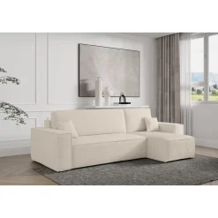 Slaapbank Ribstof Karlo - Hoekbank 3-zits met opbergruimte - Universeel