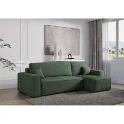 Slaapbank Ribstof Karlo - Hoekbank 3-zits met opbergruimte - Universeel