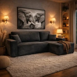 Slaapbank Velvet Karlo - Hoekbank 3-zits met opbergruimte - Universeel