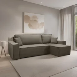 Slaapbank Velvet Karlo - Hoekbank 3-zits met opbergruimte - Universeel