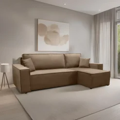 Slaapbank Velvet Karlo - Hoekbank 3-zits met opbergruimte - Universeel